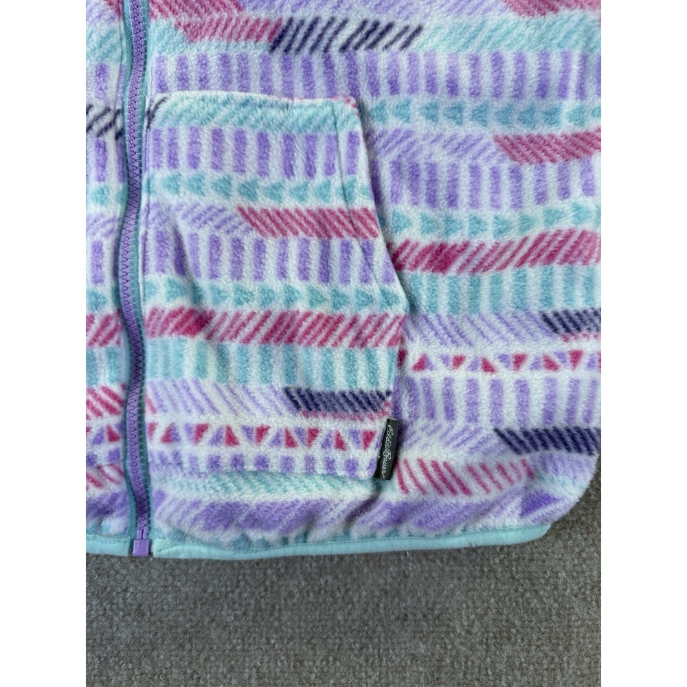 Eddie Bauer Girls Reversible Windbreaker/Fleece Hooded Jacket Size L Purple/Teal - Picture 6 of 14